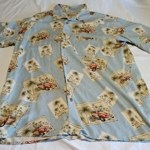 Vintage Car Print Light Blue Men's Shirt
